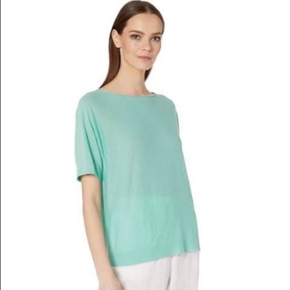 Eileen Fisher- Organic/Linen Blend Bateau Neck Top - Picture 1 of 8
